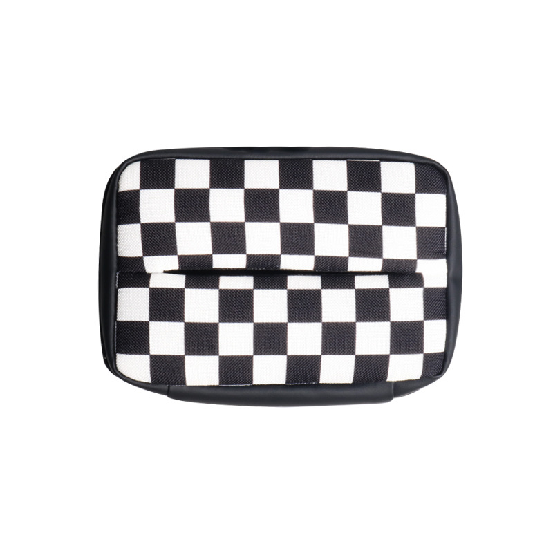 Car Tissue Box Hanging Sun Visor Ice Silk Stitching Leather Car Tissue Box Advanced Sense Multifunctional Paper Box