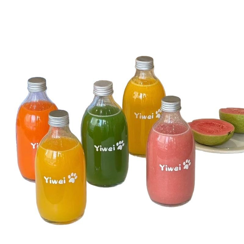 Food Grade 300ml Juice Cold Extraction Bottle Coffee Milk Tea Bottle Takeaway Portable with Lid Popular Cup Glass Sealed Jar
