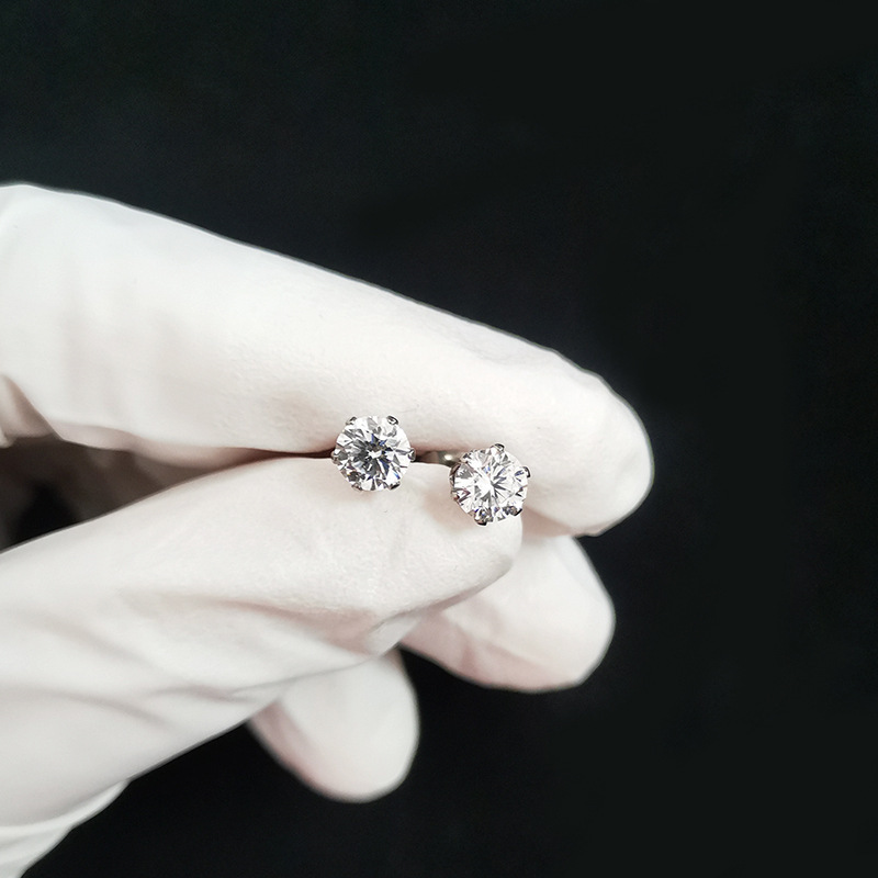 B292 European and American Cross-Border Simple Stylish Fashion Round Geometric Rhinestone Earrings Ear Bone Nails Simple Diamond Gift