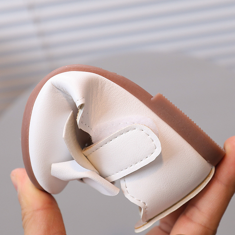 Children's Square Mouth Small Leather Shoes Girls' Fashion Bow Flat Shoes Little Girls Solid Color Princess Shoes Soft Bottom Dance Shoes