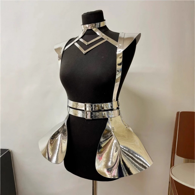 European and American Cross-Border Laser Colorful Leather Bondage Belt Stage Performance Waist Chain Trendy Belt