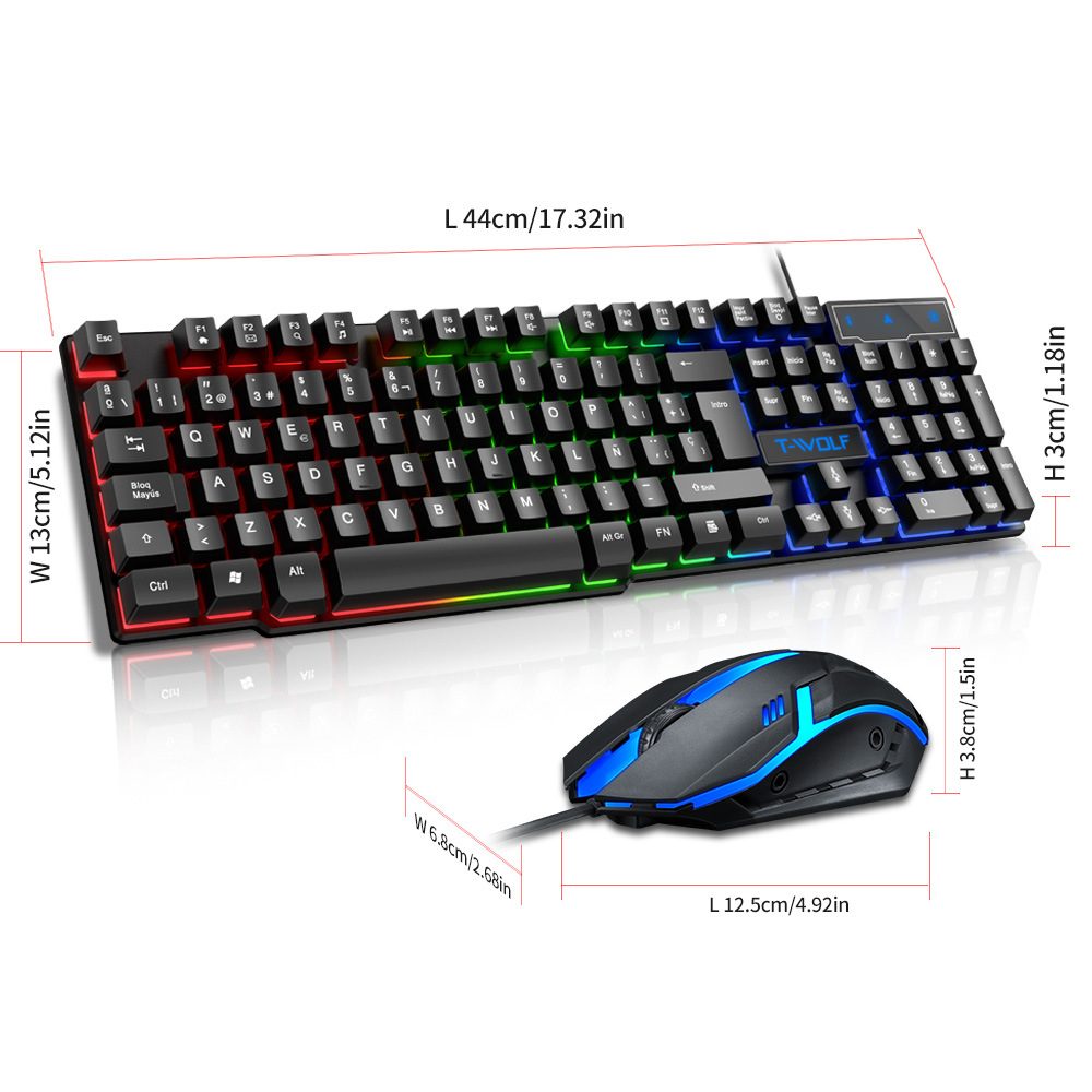 Twolf Thunder Wolf Tf200 Keyboard and Mouse Set Computer Keyboard and Mouse Luminous Game E-Sports Rgb Colorful Backlight