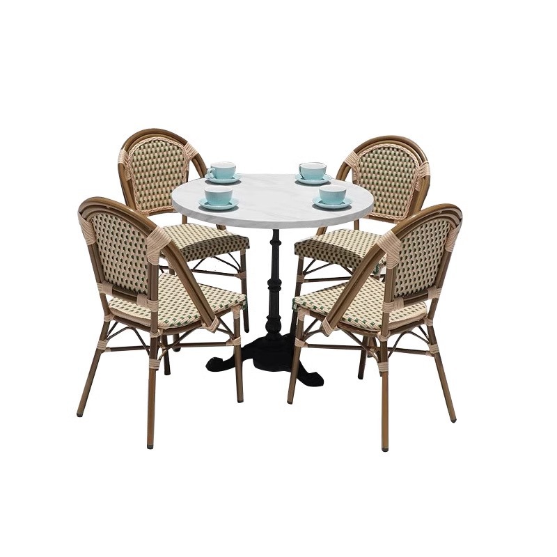 Internet Celebration French Cafe Retro Rattan Chair Hotel Outdoor Table and Chair Outdoor Homestay Balcony Courtyard Single Chair