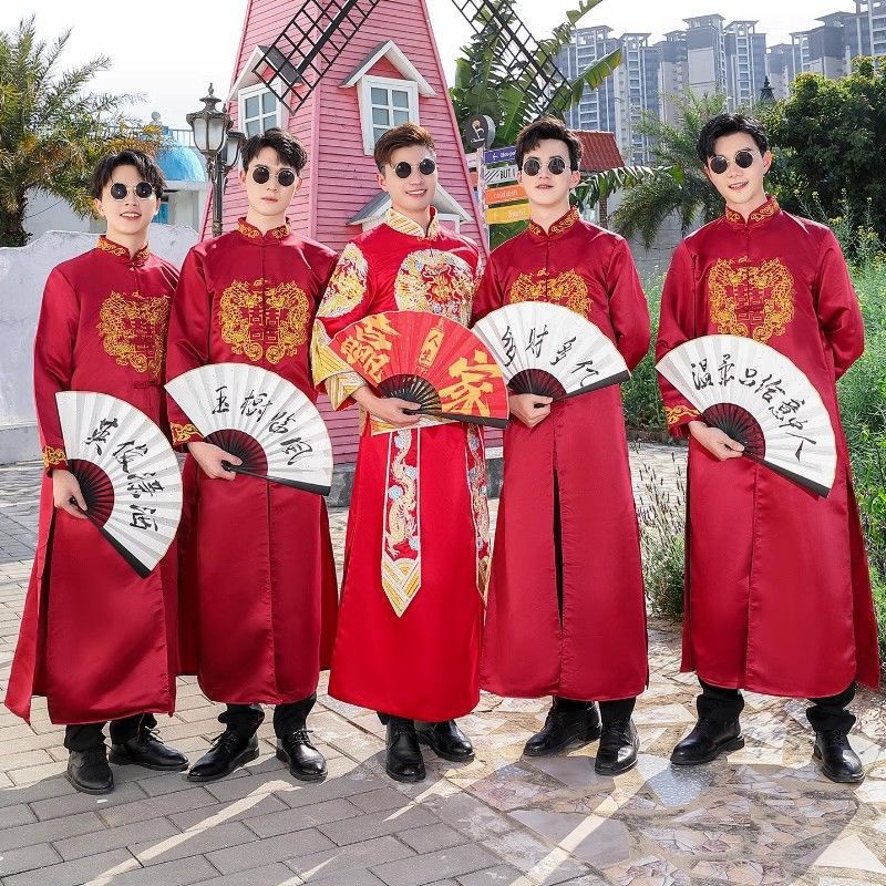 Best Man's Clothing, Chinese Style Brother Group Clothing, Winter Wedding Coat, Chinese Style Wedding Dress, Men's Tang Suit Xiuhe Clothing