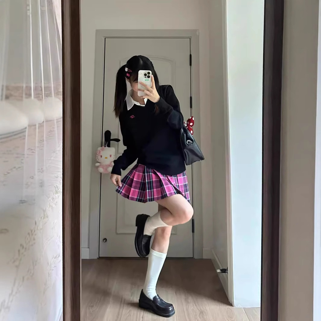 Xiaomei/Оригинальная настоящая юбка-плиссе JK униформа женская в японском колледжском стиле высокая талия юбка до половины