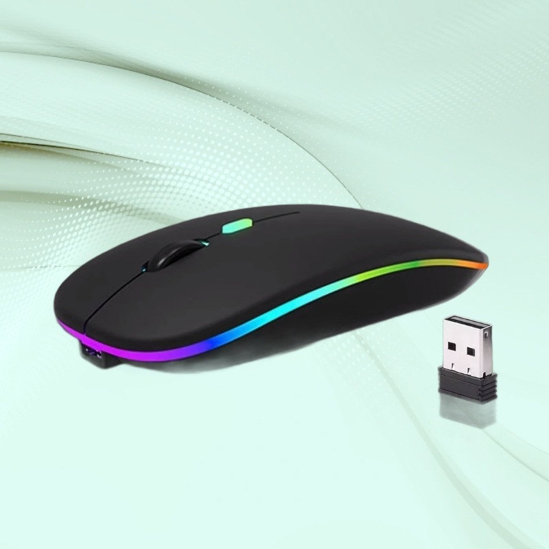 Factory in stock cross-border Bluetooth luminous mouse charging mute ultra-thin office tablet business dual-mode wireless mouse