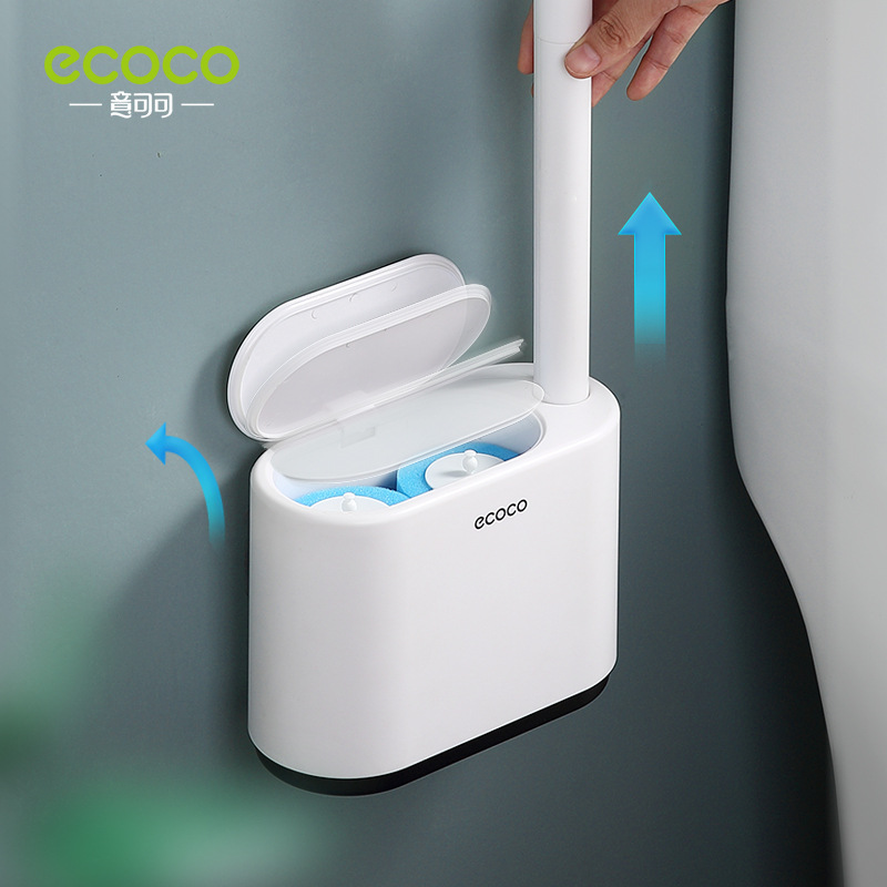 Household Toilet Brush Sponge Replacement Head Set with Base Wall-Mounted Disposable Toilet Brush