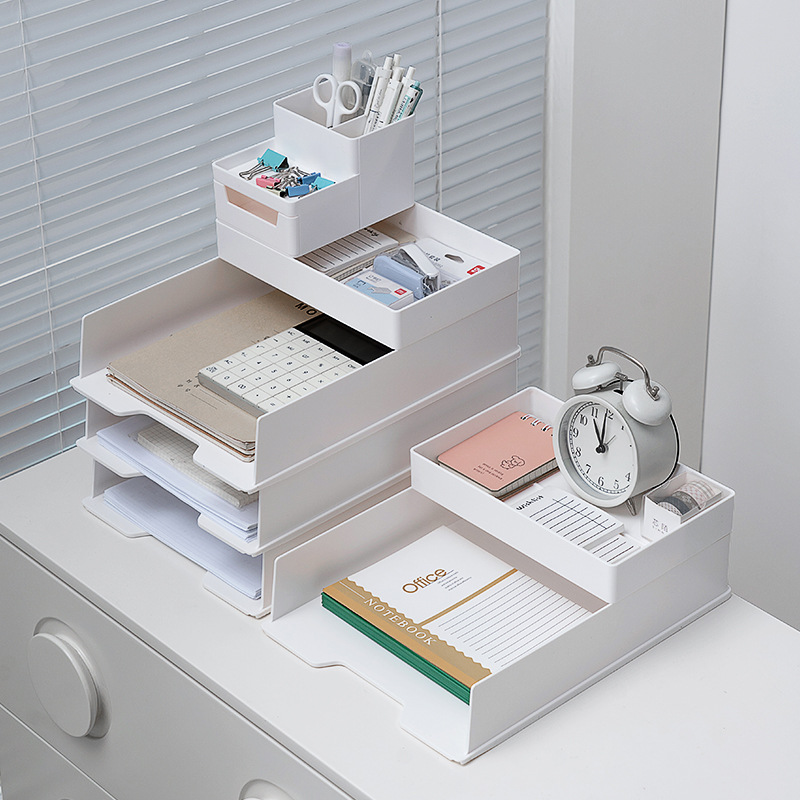 Desktop Multi-Layer File Storage Rack Office A4 Paper Data Storage Box Desk Small Items Storage Rack