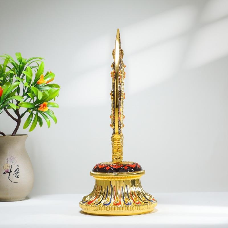 Xizang Tantric Supplies Enamel Painted Golden Wheel King Seven Treasures Home Buddhist Ornaments for Worship Supplies