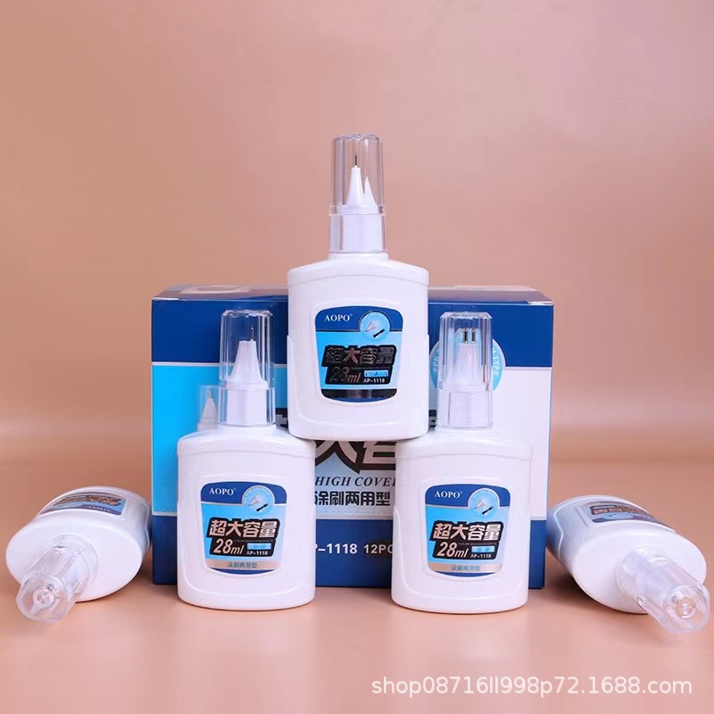 Aobo stationery brushing dual-purpose correction fluid for students 28ml correction fluid wholesale correction fluid