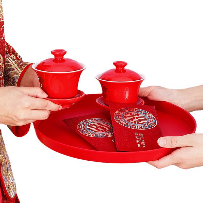 Wedding Dried Fruit Plate Wedding Supplies Fruit Melon seeds Peanut Wedding Banquet Home Red Wedding Newcomer Toast Tea Tray