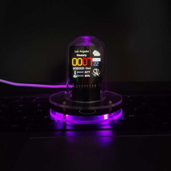 Desktop ornaments proposed glow tube clock weather