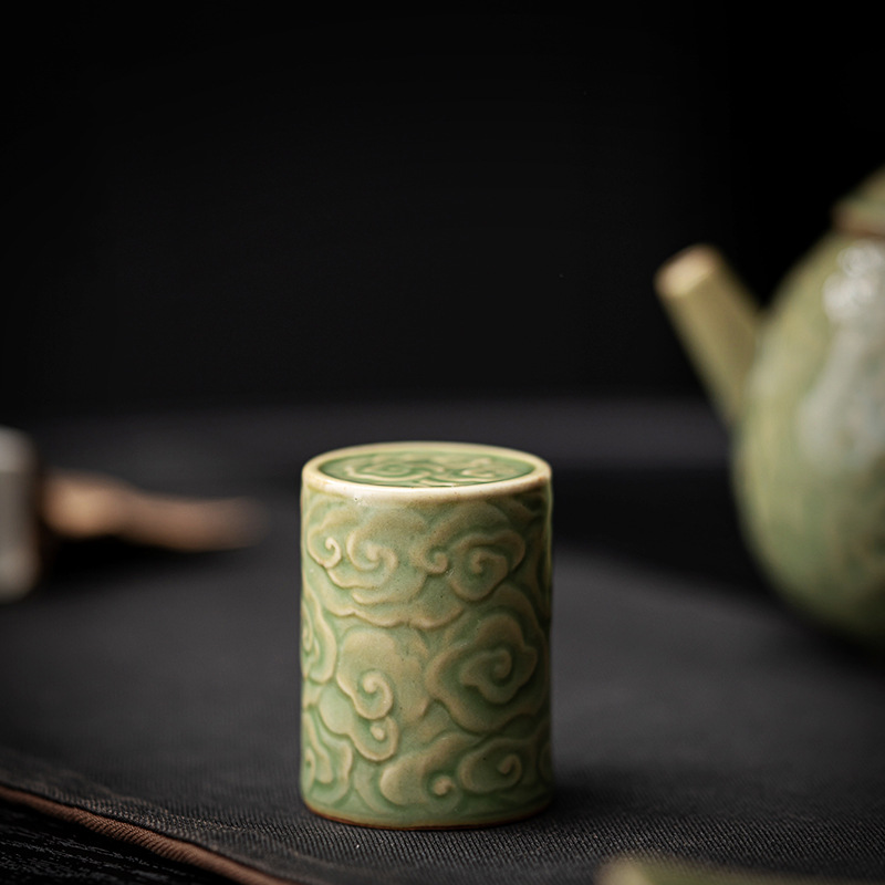 Retro Purple Clay Pot Lid Holder Pot Lid Pot Holder Ceramic Cover Bowl Lid Holder Tea Ceremony Accessories Iron Pot Lid Holder Celadon