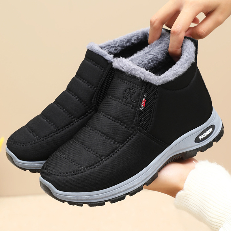 Cotton Shoes Autumn and Winter Women's Cross-border Mother Shoes Warm Casual Cotton Boots Slip-on fleece-lined Thickened Snow Boots for the Elderly