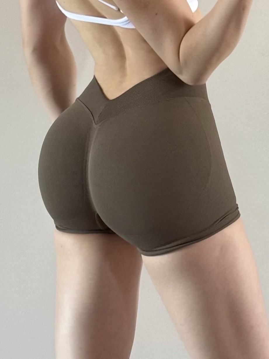 Amazon V-Waist Lycra High-Rebound Butt-Shaping Seamless Yoga Shorts Three-Quarter Length Shorts