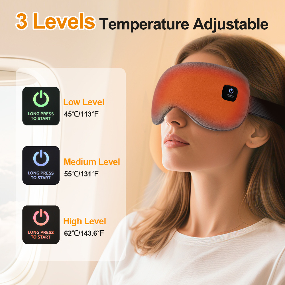 Cross-Border Popular Electric Heating Blackout Sleep Eye Mask Portable Travel Graphene Heating Removable Hot Compress Eye Protection Eye Mask