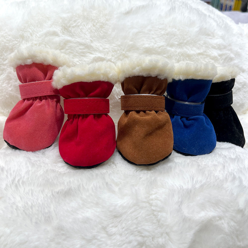 Pet Snow Boots Fleece-Lined Warm Soft-Soled Shoes Dog Shoes Puppy Soft Shoes Toddler Non-Slip Warm Pet Shoe Covers