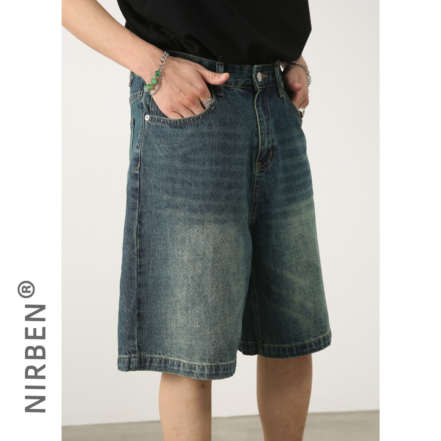 nirben Denim | New Denim Shorts Men's Summer ins Fashionable Five-point Pants Loose All-match Casual Pants
