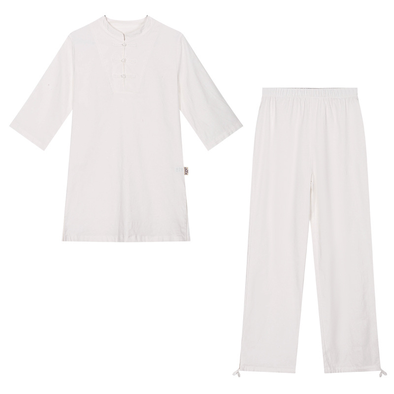 Kang Suya Stretch Cotton and Linen Children's Practice Clothing Ethnic Style Wushu Tai Chi Suit Performance Meditation Meditation Clothing