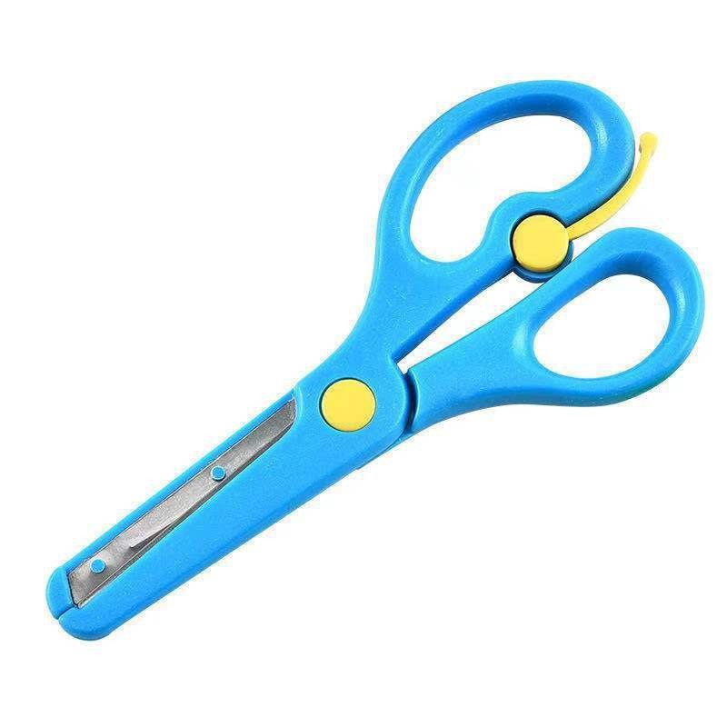 Factory Direct Sales Children's Plastic Paper-Cutting Scissors Round-Head Anti-Pinch Straight-Edge Paper-Cutting Safety Scissors