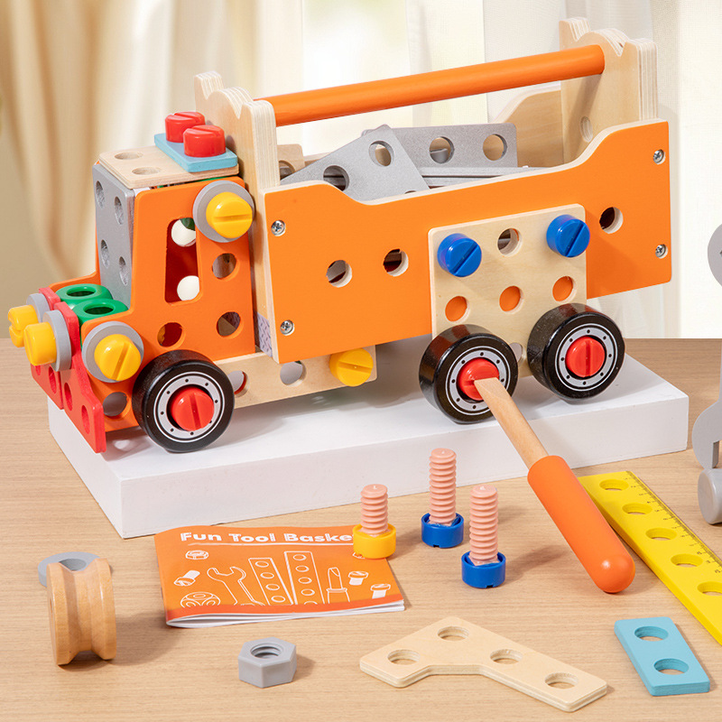 Children's Montessori disassembly screw nut tool bus simulation maintenance busy tool table maintenance wooden toys