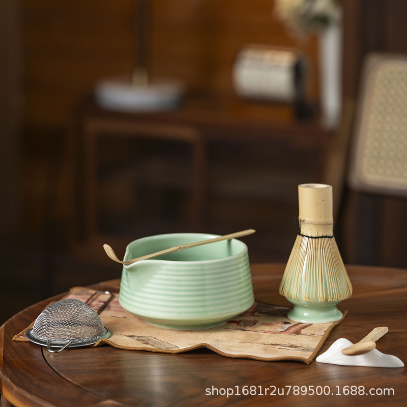 Japanese Matcha Tea Set Kit with Chasen (Bamboo Whisk), Song Dynasty Tea Ceremony Tools, Three-Piece Set, Bamboo Tea Whisk, Cross-Border Hot Sale