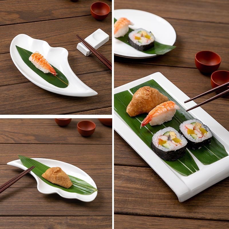 Special Plate Small Zongye Japanese Sushi Cuisine Barbecue Hot Pot Sashimi Milk Tea Decoration Three Leaves Indocamalamus Leaves