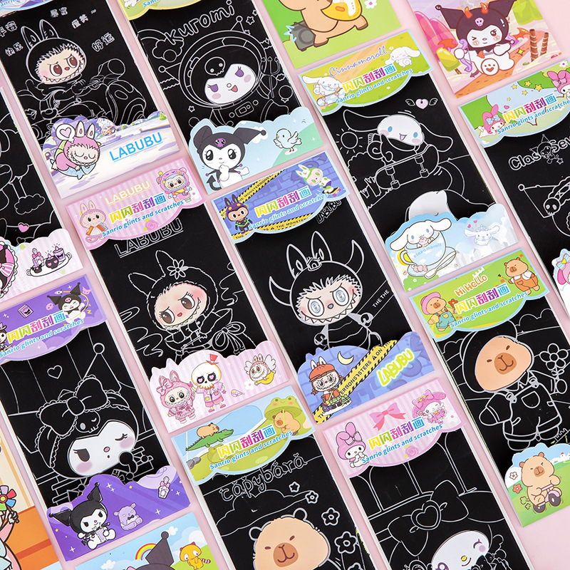 Cartoon Sparkling Scratch Drawing Children's DIY Handmade Creative Scratch Drawing Student Fun Graffiti Quiet Small Gift