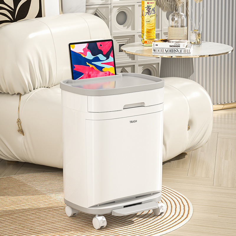 New kitchen double-layer classification trash can Press plastic removable trash can with lid household plastic bucket