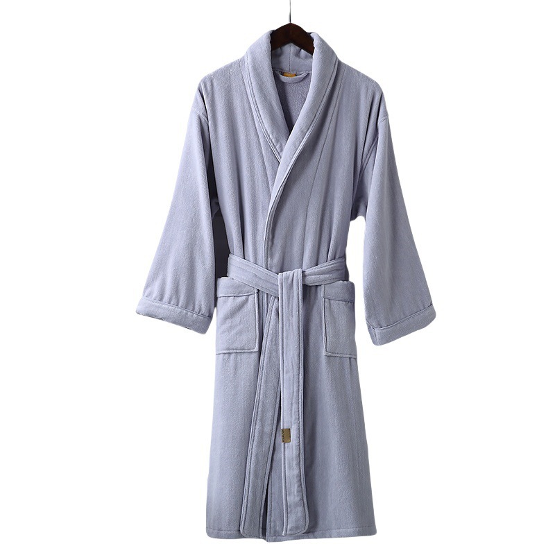 Hotel cotton absorbent quick-drying nightgown cut velvet green fruit collar bathrobe men's and women's long adult thick bathrobe manufacturers