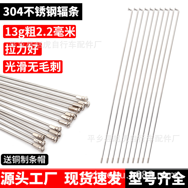 13g Stainless Steel Spoke Mountain Bike Bicycle 304 Stainless Steel Wire Strip Road Bike Strip Steel Wire with Copper Cap