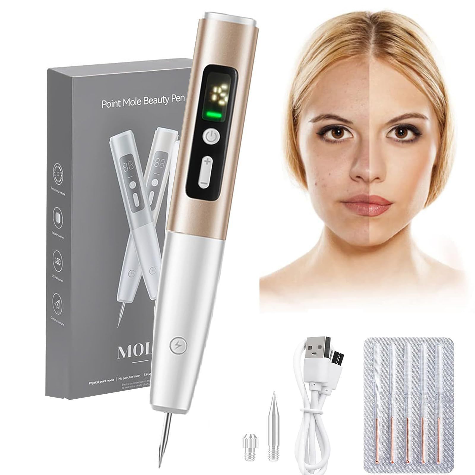 15-Speed Mole Removal Pen Home Use Device Red and Blue Light Beauty Pen Convenient Skin Care Device Hot and Cold Beauty Device Cross-Border Popular Item