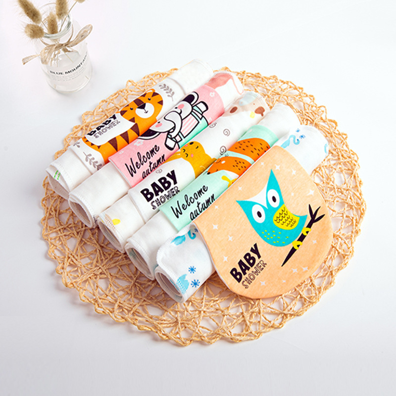 New Gauze Sweat-Absorbent Towel Four-Layer 6-Layer Baby Cotton Pad Sling Sweat Towel Kindergarten Cotton Cartoon Sweat Towel