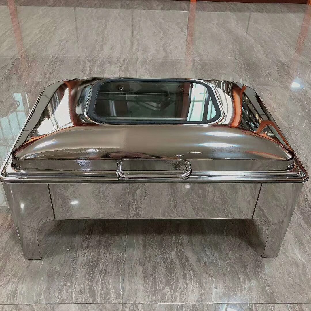 Stainless Steel Buffet Stove Electric Heating Square Buffet Stove Half Flip Cover Hotel Dining Stove Buffet Thickened Insulation Stove