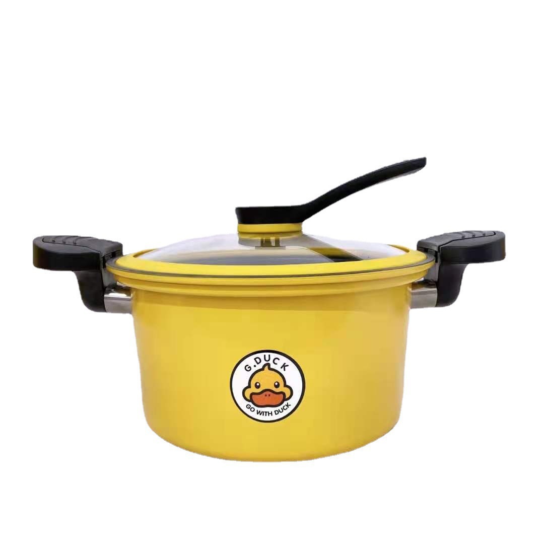 New multi-functional small yellow duck micro pressure pot net red cooking pot non-stick pot household pressure cooker stew pot cooking pot wholesale