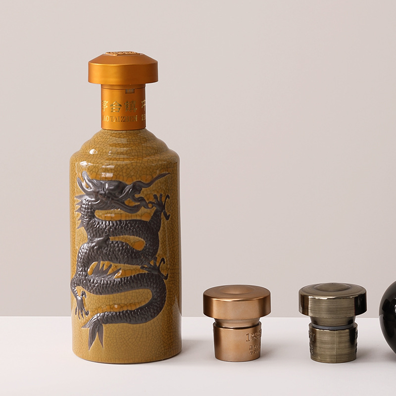 Запечатанная керамическая бутылка для алкоголя в китайском стиле, креативная, 0.5 кг, с плавающим драконом, керамическая бутылка с трещинами, декантер для вина