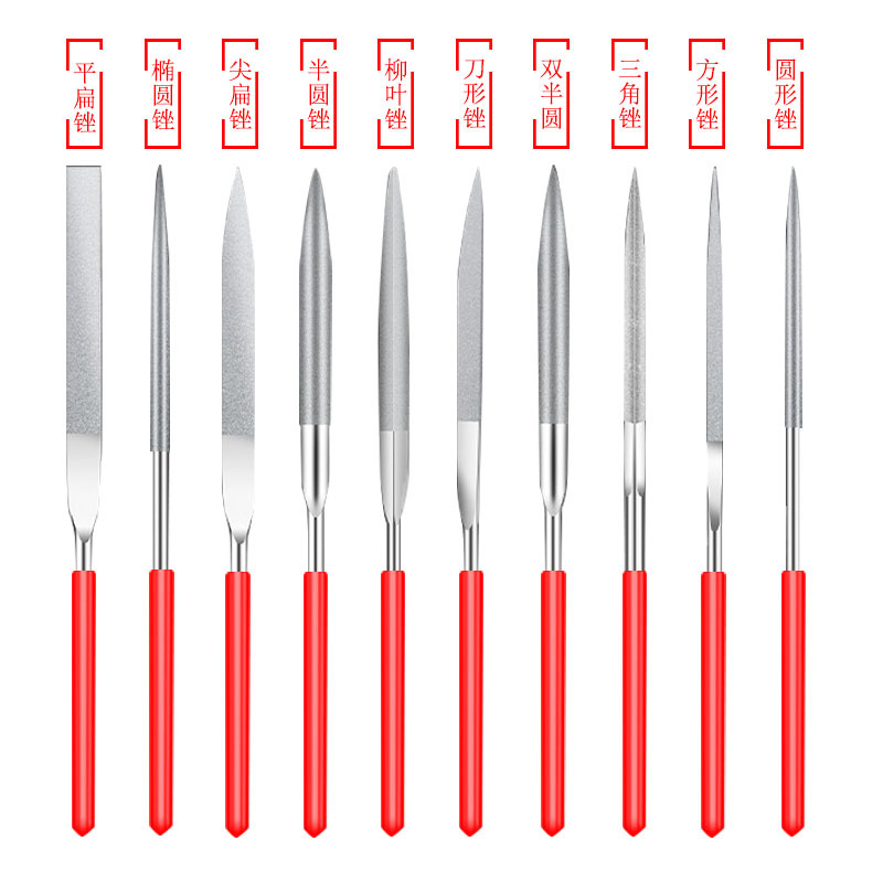 Diamond file assorted file flat flat semicircular triangular square file metal grinding tool titanium plated diamond file suit