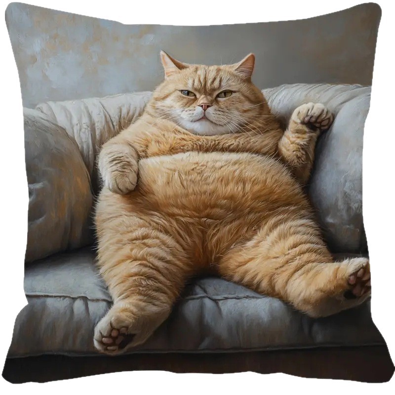 Cross-Border Temu Hot-Selling Cat Pillow Cover for Playing with Mobile Phone Digital Printing Super Soft Home Sofa Decorative Cushion Cover