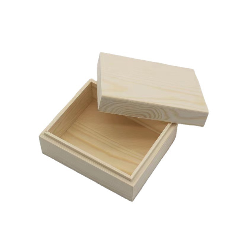 Dust-Proof Retro Wooden Box Storage Box Heaven and Earth Cover Square Wooden Box Size Multi-Specification Solid Wood Wooden Box