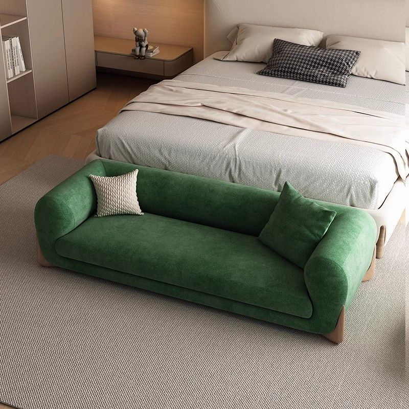 Italian-Style Light Luxury Velvet Sofa Bench Bedroom End-Of-Bed Bench Living Room Footstool Clothing Store Dressing Room Shoe-Changing Stool
