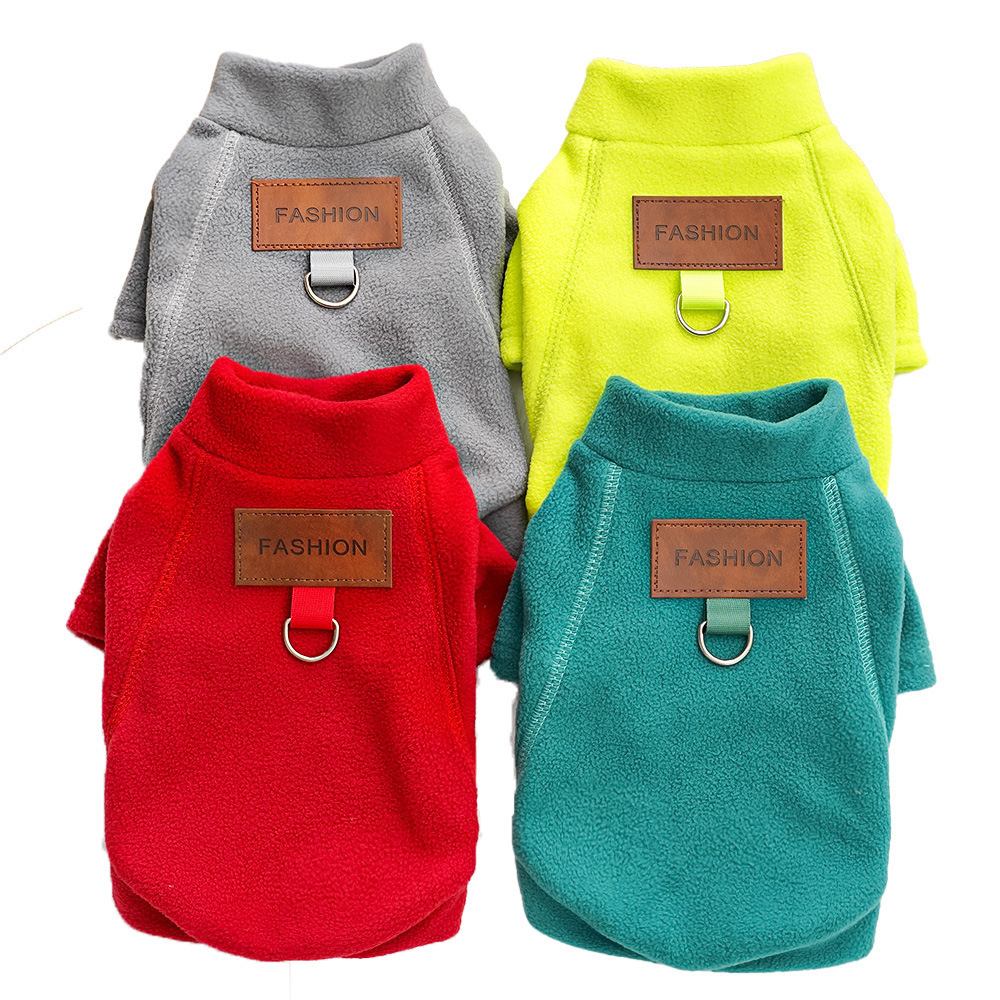 Cross-border Hot Pet Dogs and Cats Autumn and Winter Clothes Shake Grain fleece-lined Base Shirt Outer Wear Traction Teddy