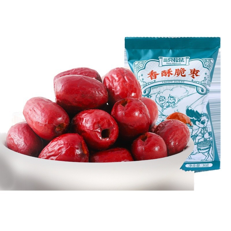 [Three Squirrels Blue Yan Fragrant Crisp Jujube 36g] Bags of Snack Dried Fruit Candied Xinjiang Red Jujube