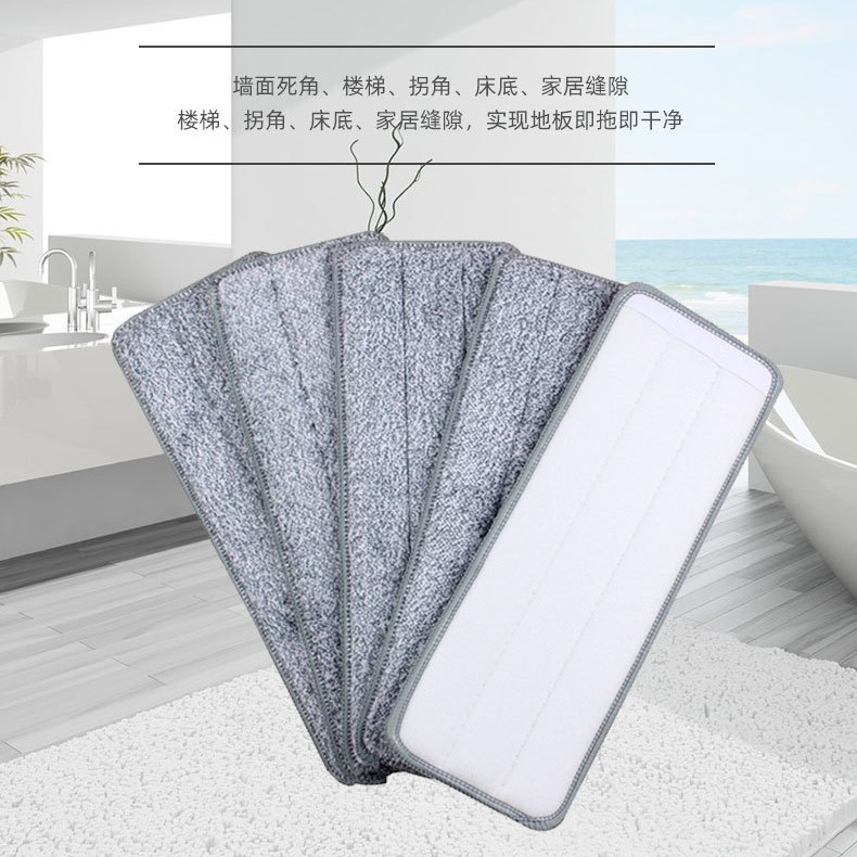 Wholesale hand-free mop replacement head fiber absorbent mop head household wooden floor flat mop head replacement cloth