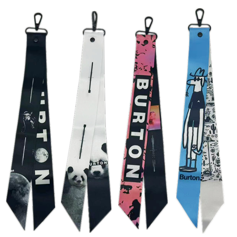 Ski Keychain with Polyester Webbing, Outdoor Sports Decorative Strap, Printed Snow Ribbon, Heat Transfer Ski Accessory