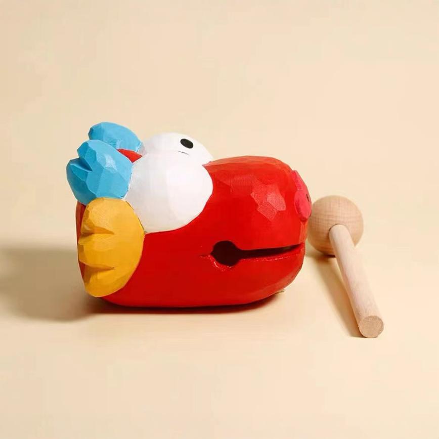 Crazy Work Ornaments Wood Fish Wood Carving Leading Station Emotional Computer Desktop Ornaments Decompression ins Style