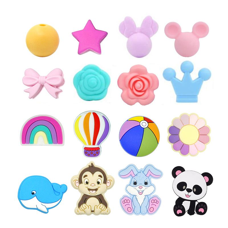 Foreign trade sales of a variety of multi-color food grade silicone beads DIY cartoon animal accessories