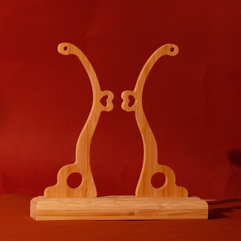 Factory wholesale bamboo fan rack bride base antique long handle fan rack raised group fan bracket wooden fan seat