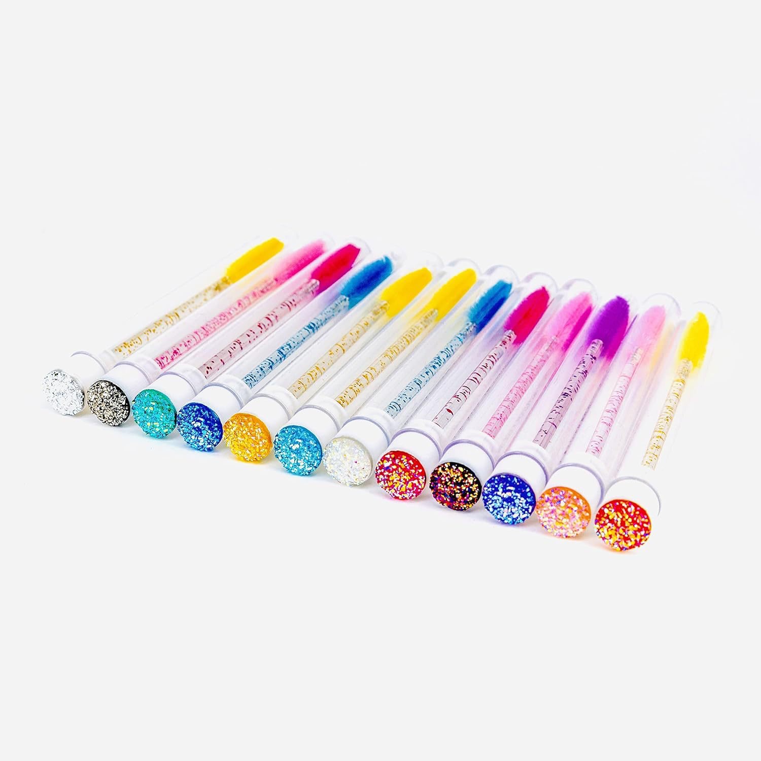 Disposable Crystal Rod Eyelash Brush with Drill Test Tube Inlaid with Metal Drill Transparent Independent Eyelash Brush