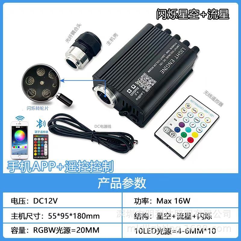 Cross-Border Twinkling Starry Sky Meteor All-In-One Car Light Source Rgbw Starry Sky Ceiling Mobile App Voice Control Bluetooth Belt