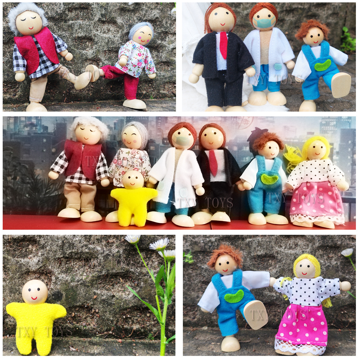 25-Year-Old Family Doll Toy Wooden Joint Movable Professional Family Set Lawyer Doctor Artificial Doll